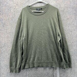 Theory Sweater Mens 2XL Green Wool Crewneck Lightweight Pullover Knit Solid